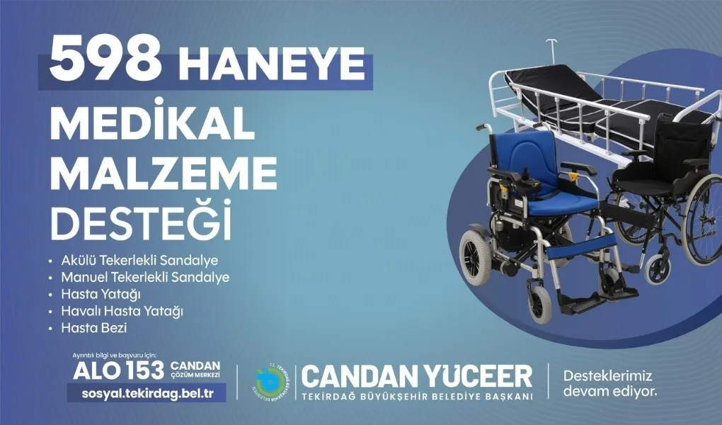 Tekirdağ’da 598 haneye medikal destek