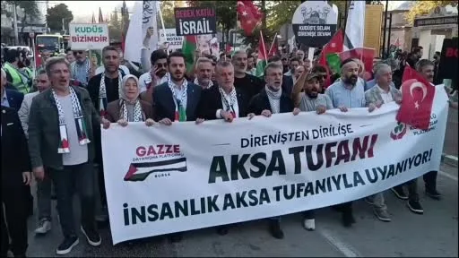 Bursa’da Filistin’e destek yürüyüşü düzenlendi