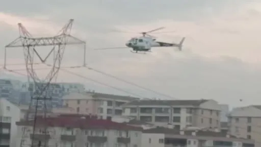 Bursa’da iletim hatlarına helikopterli bakım: Dikkat çeken anlar kamerada