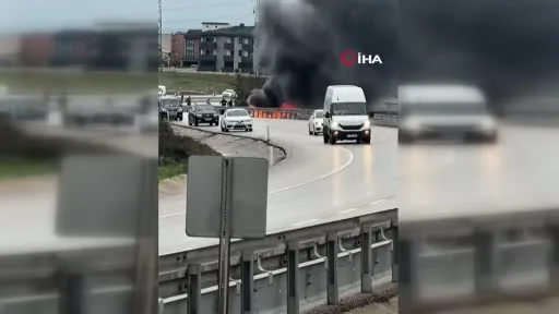 Bandırma-Çanakkale yolunda feci kaza: Araç alev aldı, 2 kişi yaralandı